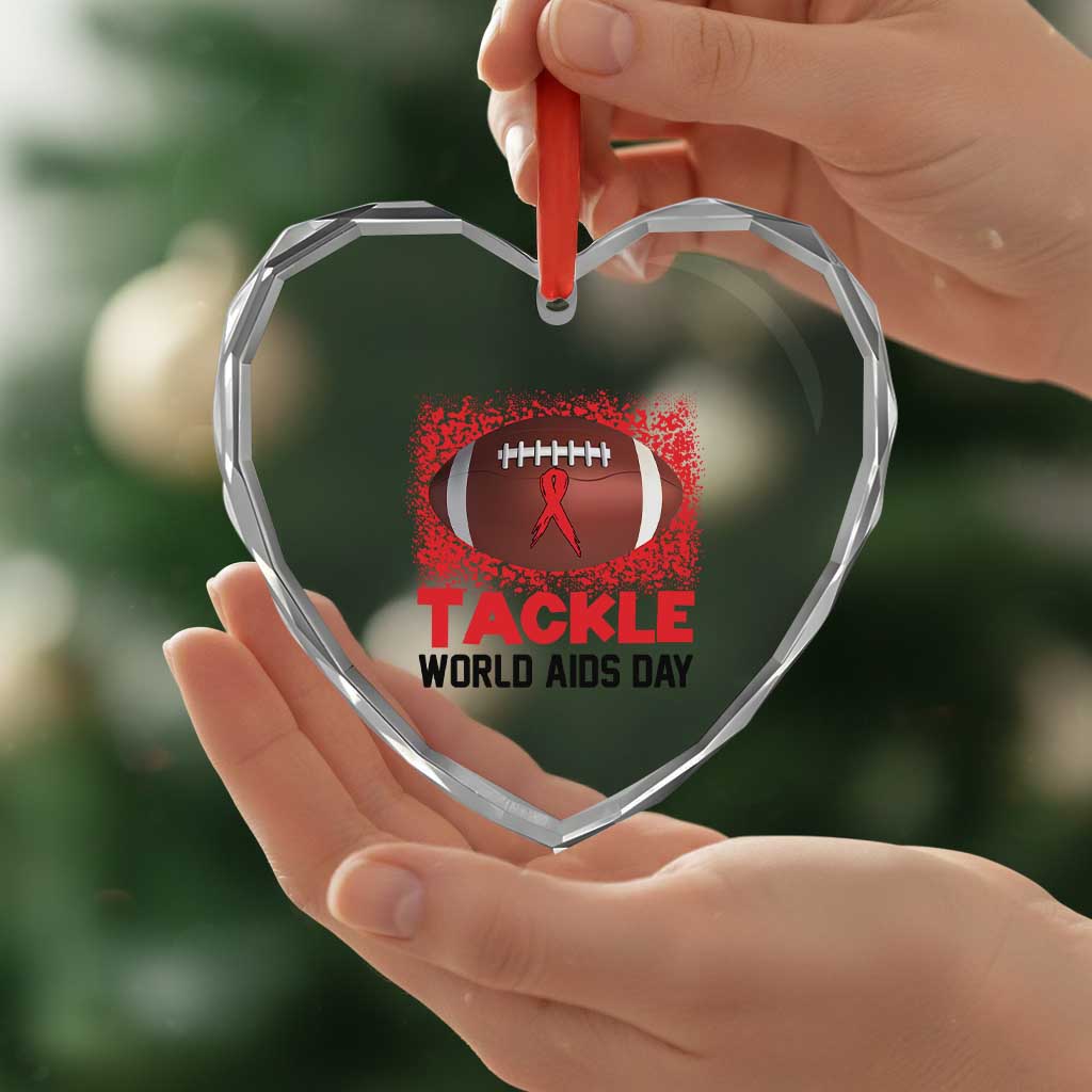 Tackle World AIDS Day Heart Crystal Glass Ornament Football HIV Awareness Red Ribbon TS12 Print Your Wear
