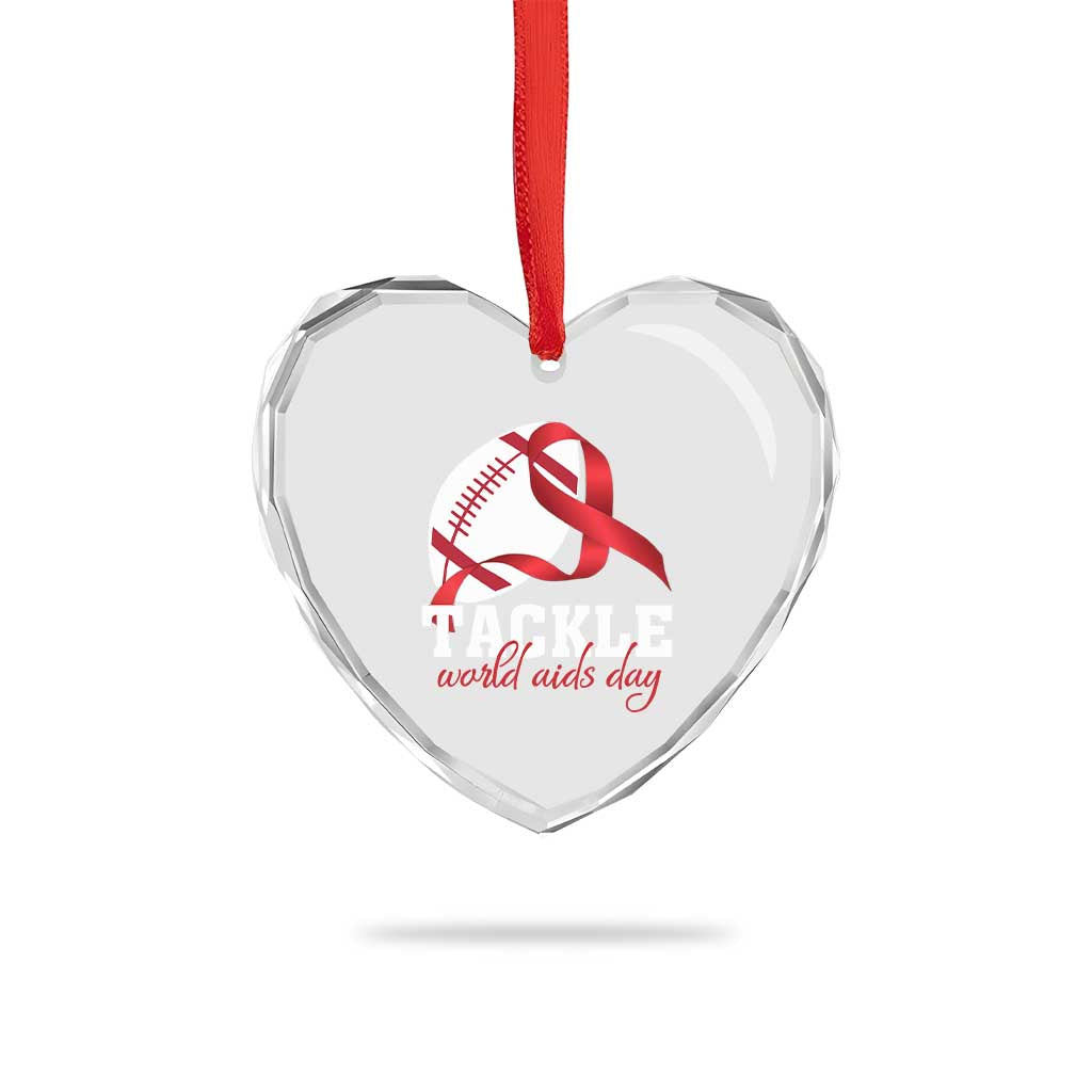 Tackle World AIDS Day Heart Crystal Glass Ornament Red Ribbon Football Awareness Gift TS12 Print Your Wear