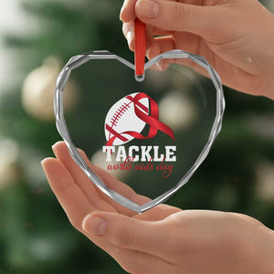 Tackle World AIDS Day Heart Crystal Glass Ornament Red Ribbon Football Awareness Gift TS12 Print Your Wear