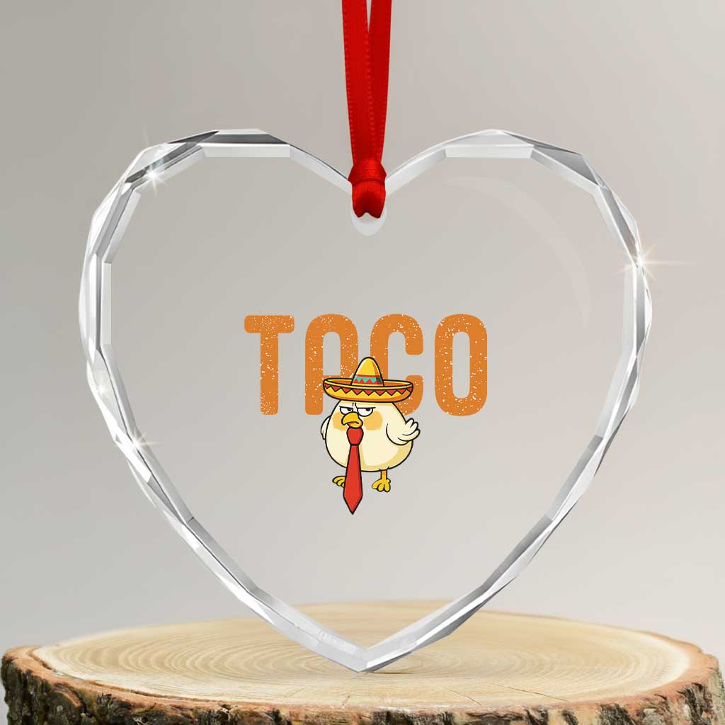 TACO Chicken in Sombrero Heart Crystal Glass Ornament Funny Mexican Food TS02 Transparent Glass 3'' Heart Print Your Wear