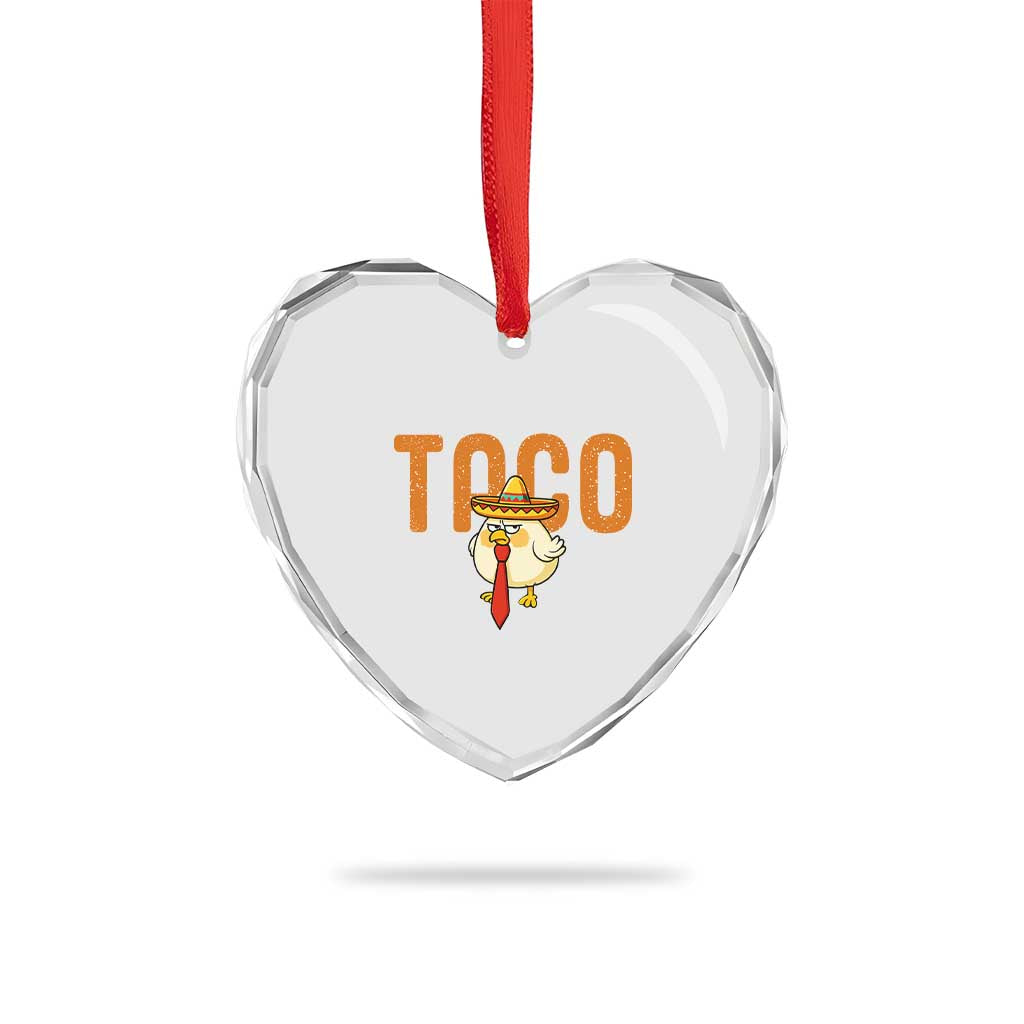 TACO Chicken in Sombrero Heart Crystal Glass Ornament Funny Mexican Food TS02 Print Your Wear