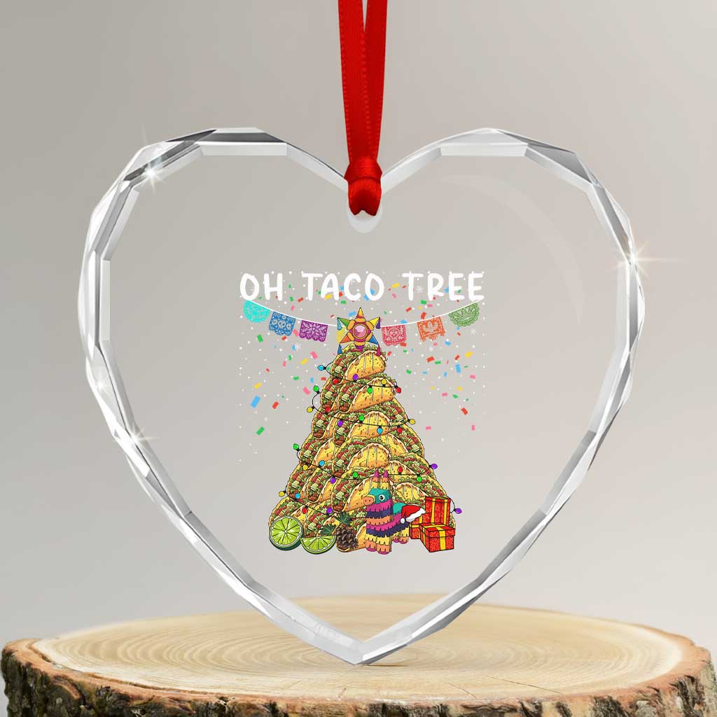 Taco Christmas Tree Heart Crystal Glass Ornament Funny Xmas Foodie Mexican TS14 Transparent Glass 3'' Heart Print Your Wear
