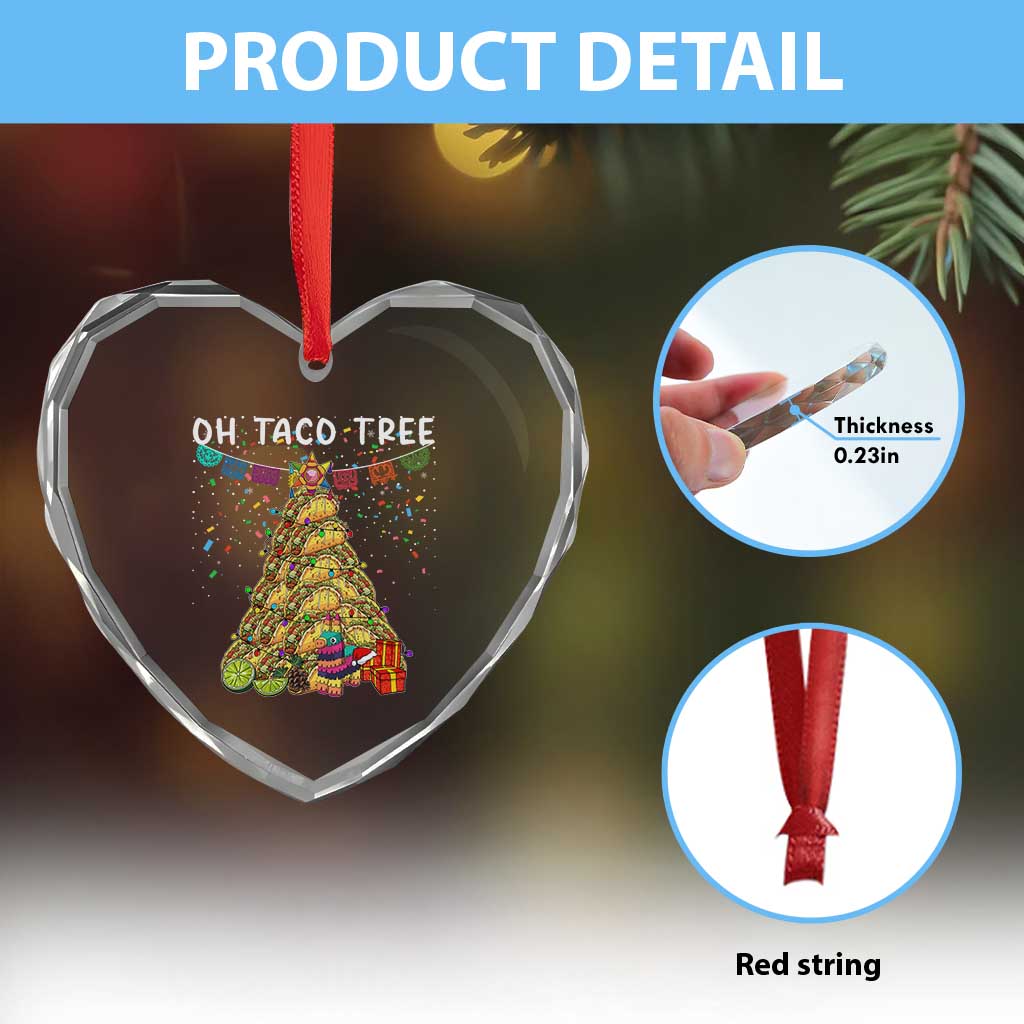 Taco Christmas Tree Heart Crystal Glass Ornament Funny Xmas Foodie Mexican TS14 Print Your Wear
