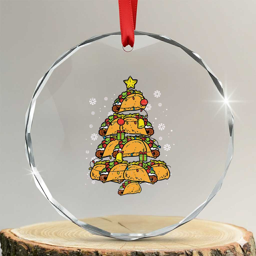 Taco Xmas Tree Crystal Glass Ornament Mexican Food Tacos Lover Xmas in Mexico TS02 Transparent Glass 3'' Circle Print Your Wear