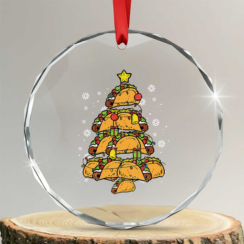Taco Xmas Tree Crystal Glass Ornament Mexican Food Tacos Lover Xmas in Mexico TS02 Transparent Glass 3'' Circle Print Your Wear