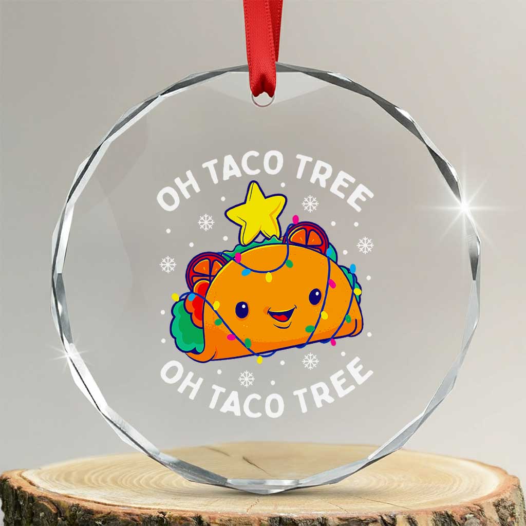 Taco Xmas Tree Crystal Glass Ornament Oh Taco Tree Cute Xmas Mexican Food Lover TS02 Transparent Glass 3'' Circle Print Your Wear