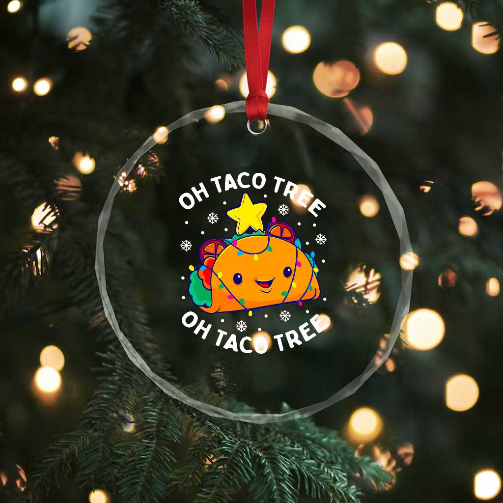 Taco Xmas Tree Crystal Glass Ornament Oh Taco Tree Cute Xmas Mexican Food Lover TS02 Print Your Wear
