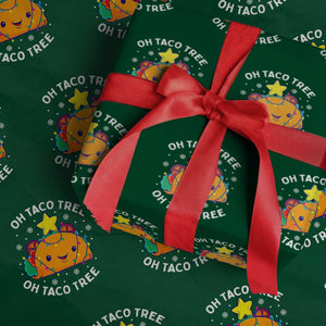 Taco Xmas Tree Wrapping Paper Roll Oh Taco Tree Cute Xmas Mexican Food Lover TS02 Green Print Your Wear