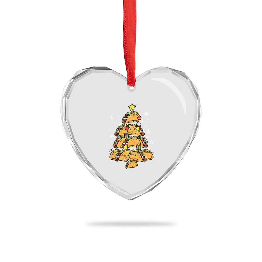 Taco Xmas Tree Heart Crystal Glass Ornament Mexican Food Tacos Lover Xmas in Mexico TS02 Print Your Wear