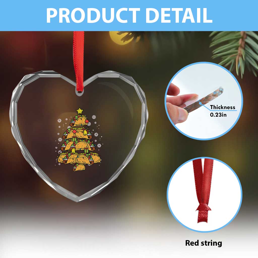 Taco Xmas Tree Heart Crystal Glass Ornament Mexican Food Tacos Lover Xmas in Mexico TS02 Print Your Wear
