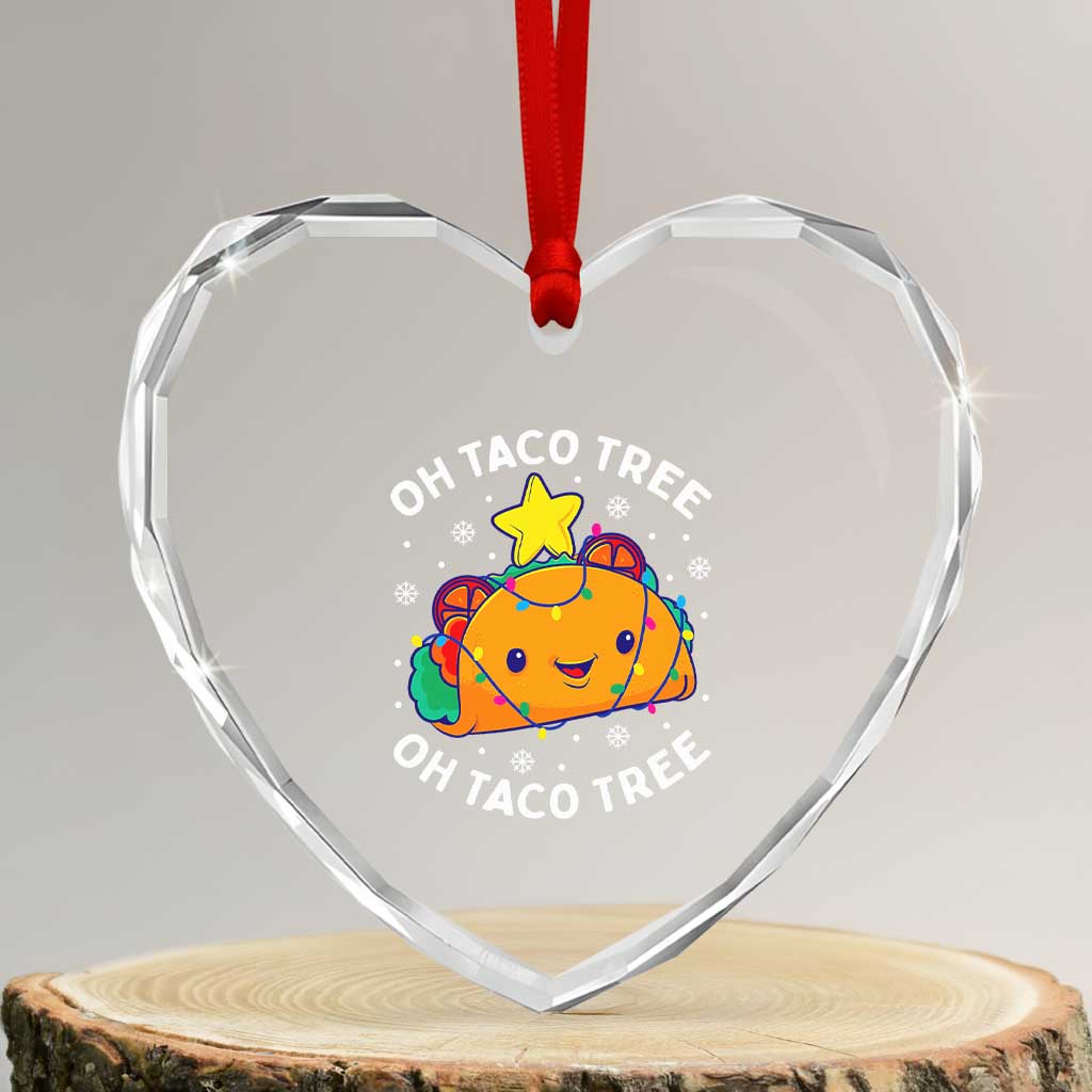 Taco Xmas Tree Heart Crystal Glass Ornament Oh Taco Tree Cute Xmas Mexican Food Lover TS02 Transparent Glass 3'' Heart Print Your Wear