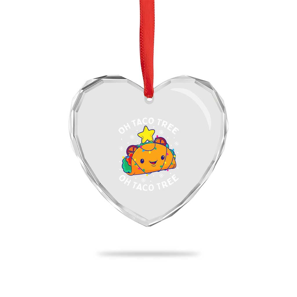 Taco Xmas Tree Heart Crystal Glass Ornament Oh Taco Tree Cute Xmas Mexican Food Lover TS02 Print Your Wear