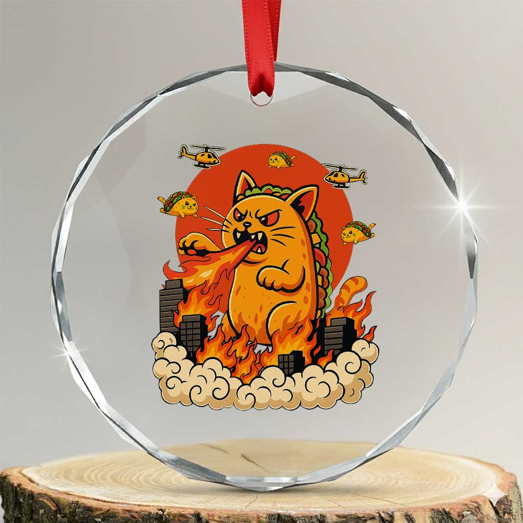 Tacocat Monster Crystal Glass Ornament Funny Cats Taco Lovers TS14 Transparent Glass 3'' Circle Print Your Wear