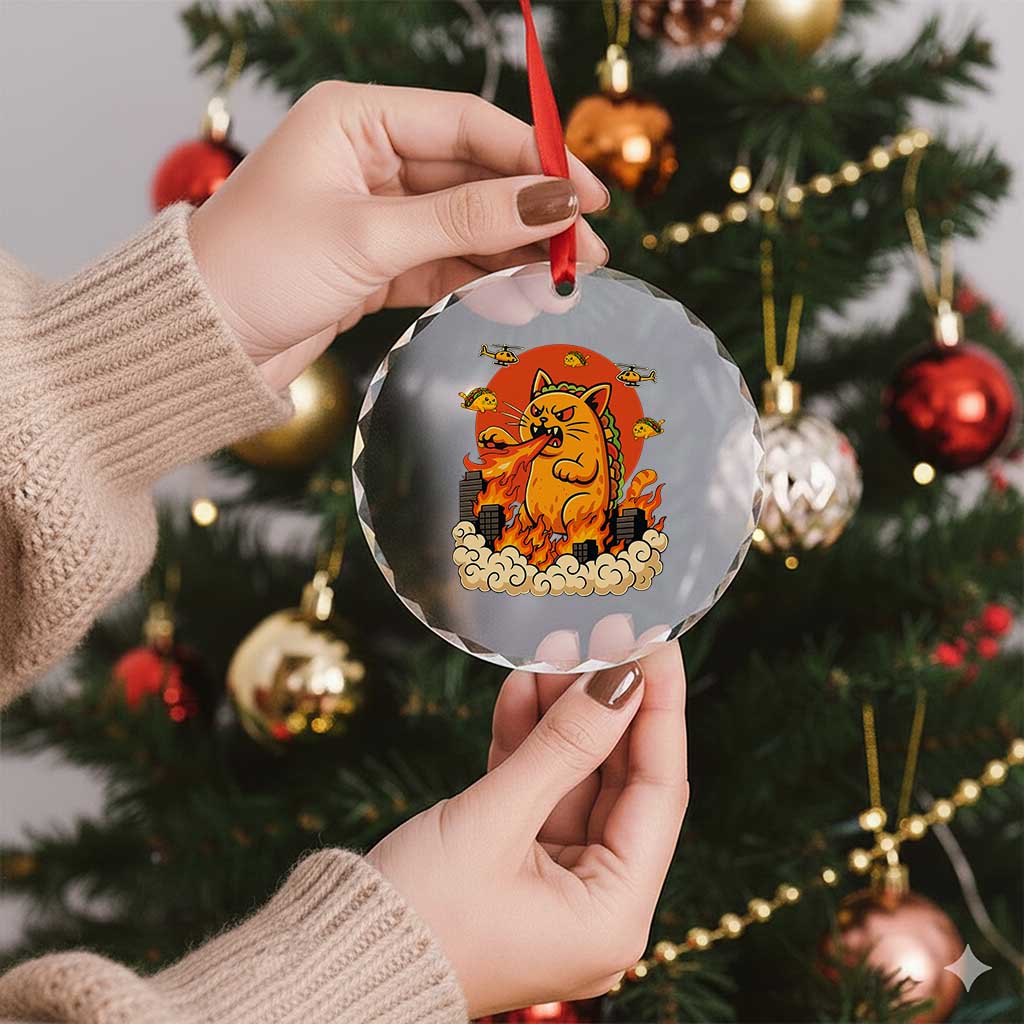 Tacocat Monster Crystal Glass Ornament Funny Cats Taco Lovers TS14 Print Your Wear