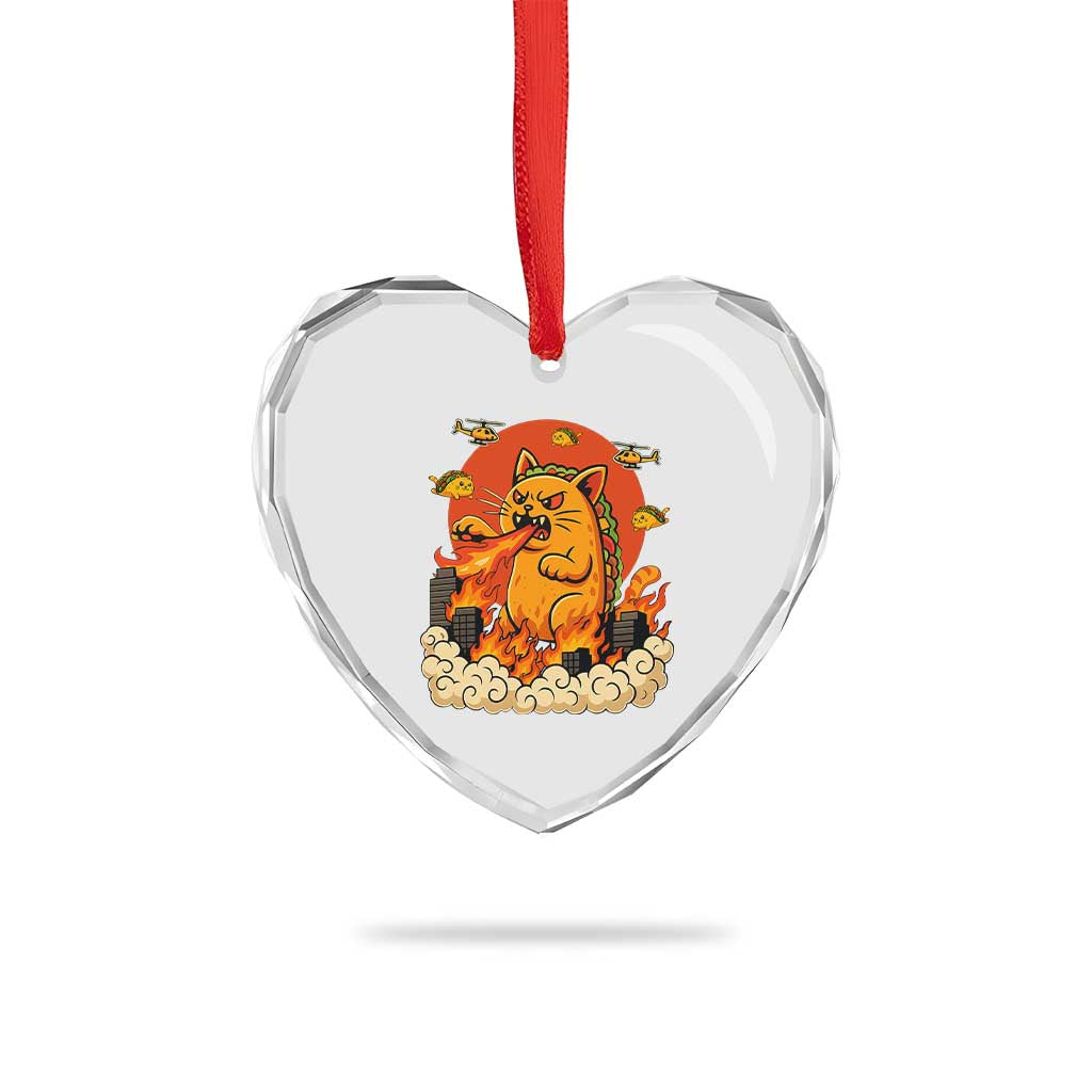 Tacocat Monster Heart Crystal Glass Ornament Funny Cats Taco Lovers TS14 Print Your Wear