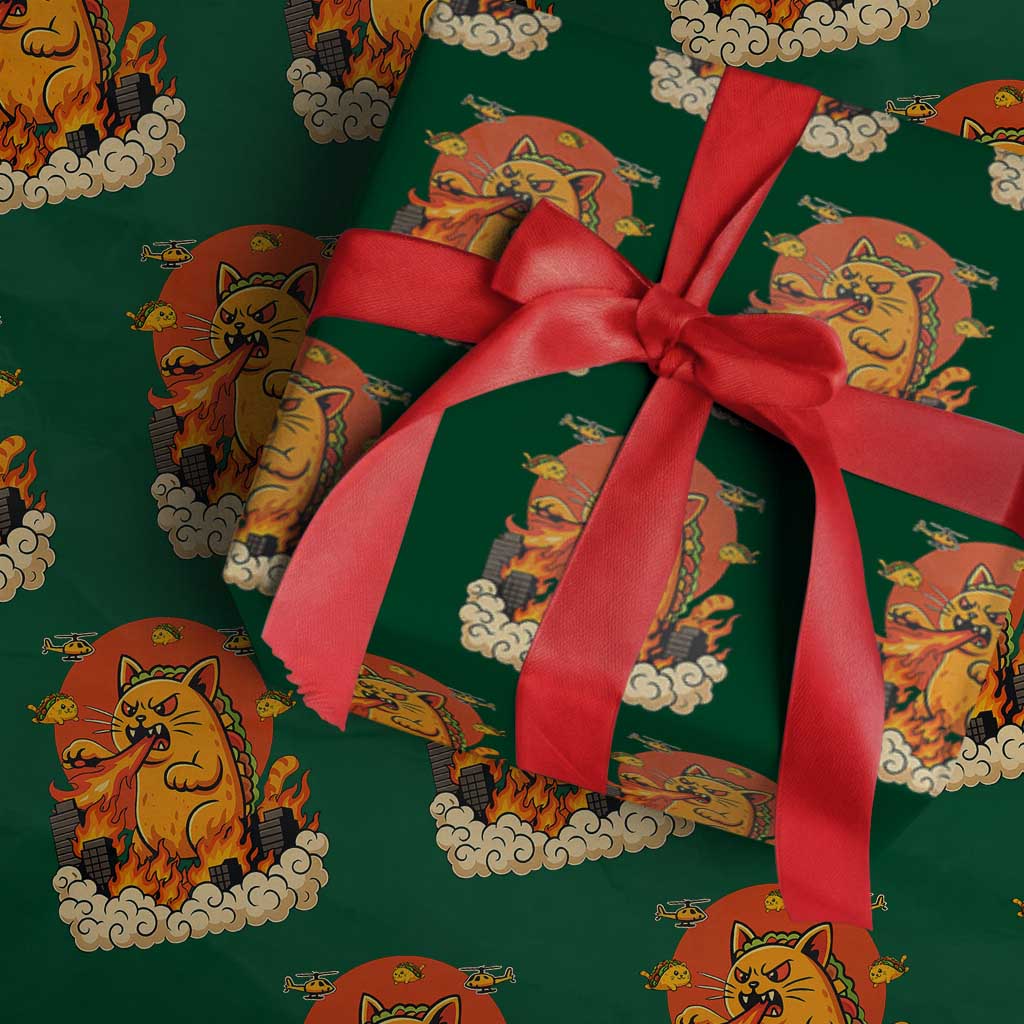 Tacocat Monster Wrapping Paper Roll Funny Cats Taco Lovers TS14 Green Print Your Wear