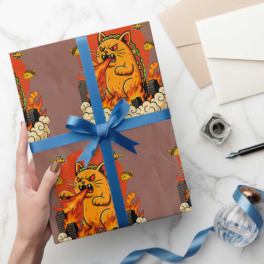 Tacocat Monster Wrapping Paper Roll Funny Cats Taco Lovers TS14 Mocha Print Your Wear