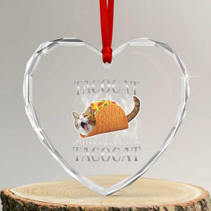 Tacocat Spelled Backwards Is Tacocat Heart Crystal Glass Ornament Funny Cat Gift 90s Bootleg TS10 Transparent Glass 3'' Heart Print Your Wear