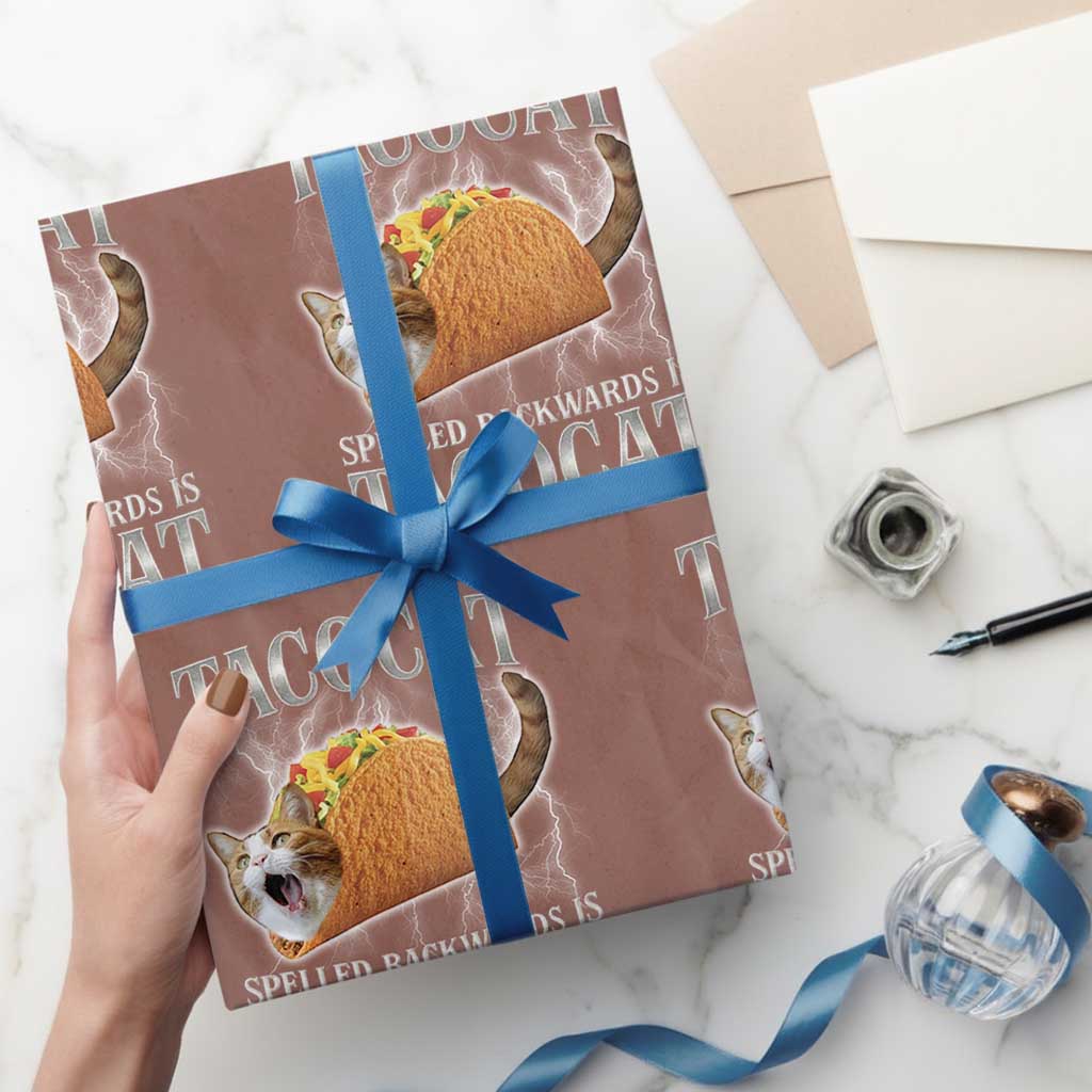 Tacocat Spelled Backwards Is Tacocat Wrapping Paper Roll Funny Cat Gift 90s Bootleg TS10 Mocha Print Your Wear