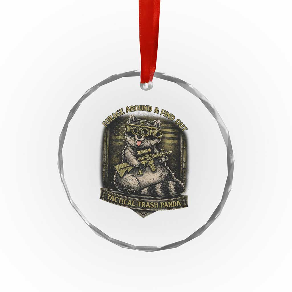 Tactical Trash Panda Crystal Glass Ornament Funny Raccoon Military Graphic Patriotic Veteran TS10 Print Your Wear