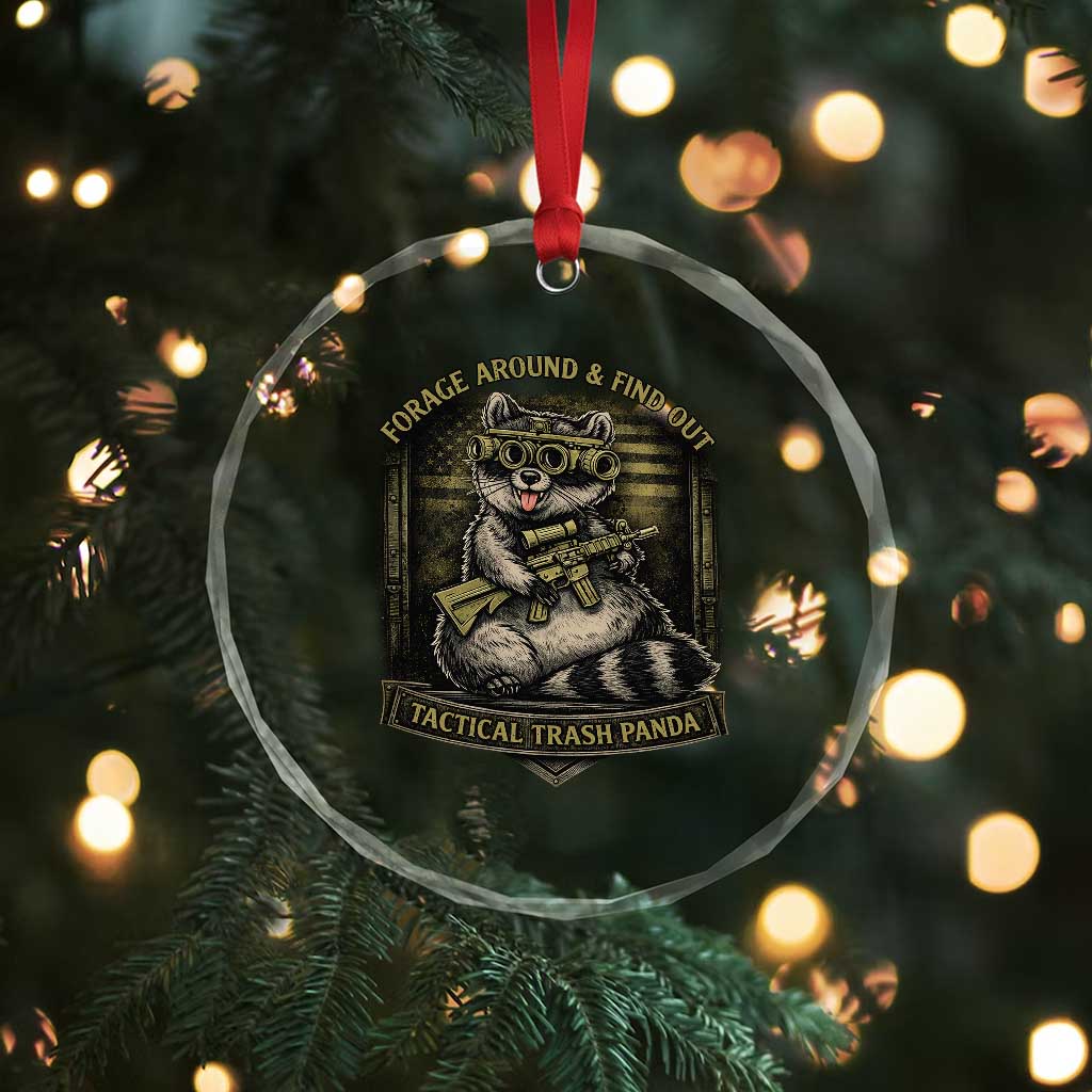 Tactical Trash Panda Crystal Glass Ornament Funny Raccoon Military Graphic Patriotic Veteran TS10 Print Your Wear