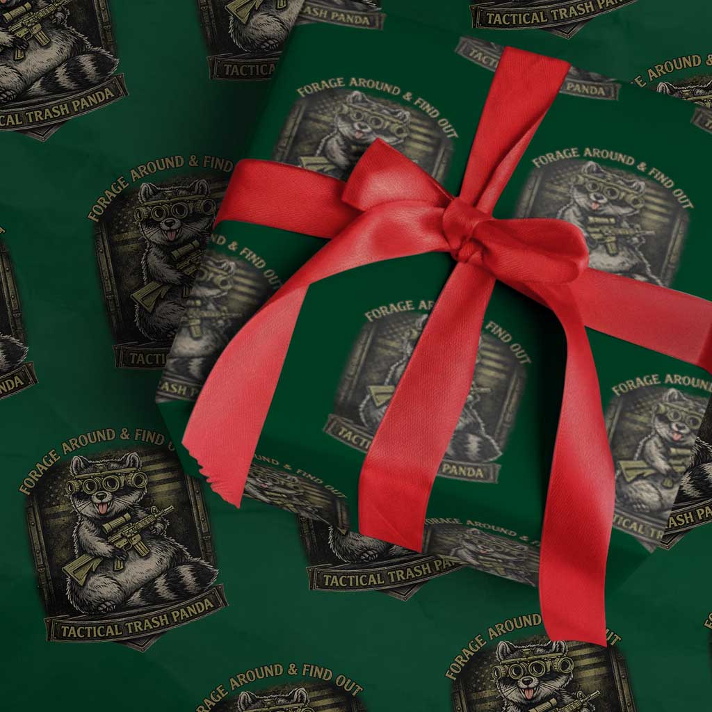 Tactical Trash Panda Wrapping Paper Roll Funny Raccoon Military Graphic Patriotic Veteran TS10 Green Print Your Wear