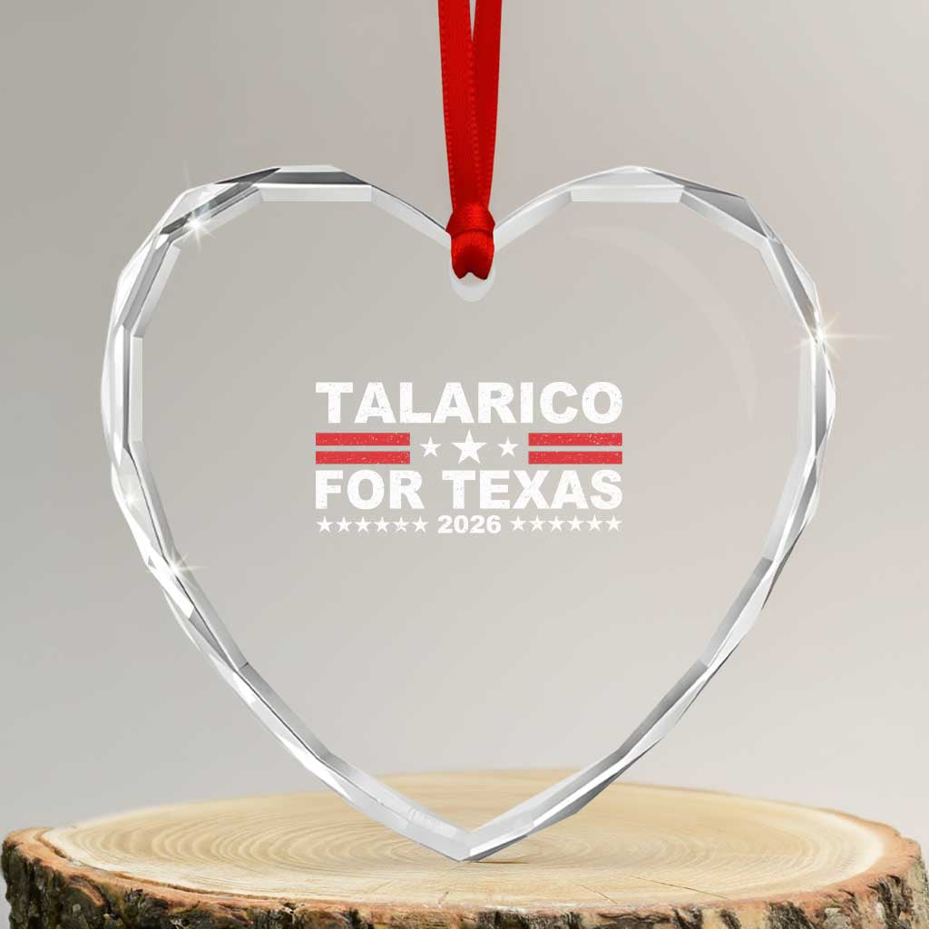 Talarico For Texas US Senate 2026 Heart Crystal Glass Ornament James Talarico Support TS11 Transparent Glass 3'' Heart Print Your Wear