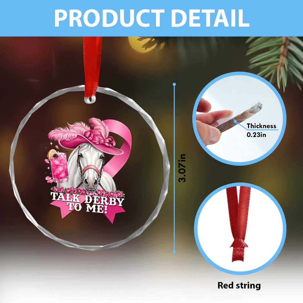Talk Derby To Me Crystal Glass Ornament Funny Horse Racing Oaks Derby Day Pink Ribbon TS11 Print Your Wear