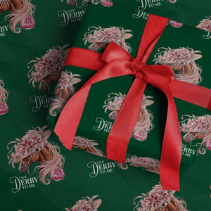 Talk Derby To Me Wrapping Paper Roll Funny Horse Racing Derby Day Stargazer Lilies TS11 Green Print Your Wear