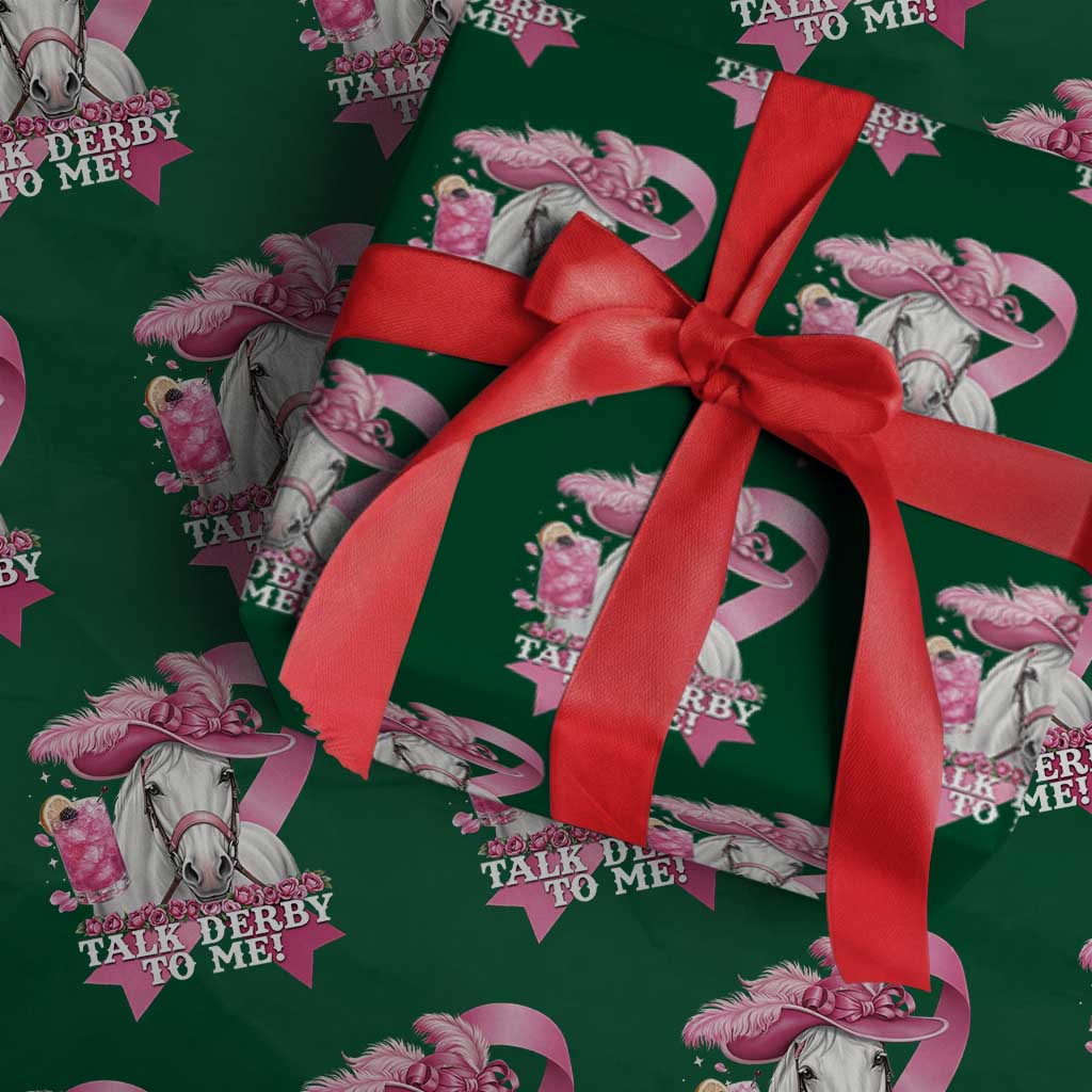 Talk Derby To Me Wrapping Paper Roll Funny Horse Racing Oaks Derby Day Pink Ribbon TS11 Green Print Your Wear