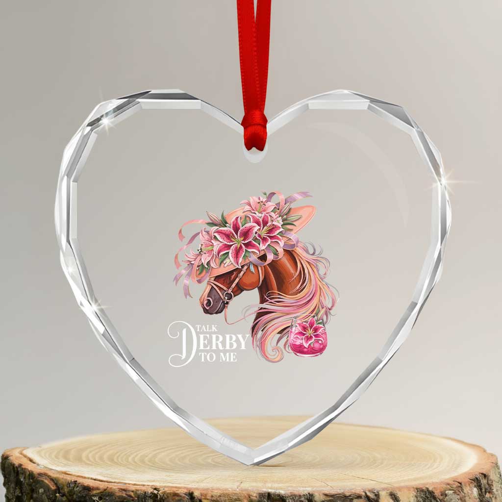 Talk Derby To Me Heart Crystal Glass Ornament Funny Horse Racing Derby Day Stargazer Lilies TS11 Transparent Glass 3'' Heart Print Your Wear