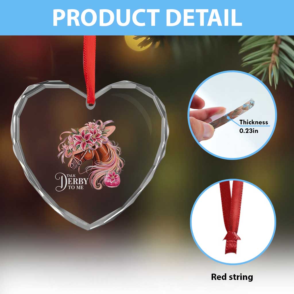 Talk Derby To Me Heart Crystal Glass Ornament Funny Horse Racing Derby Day Stargazer Lilies TS11 Print Your Wear