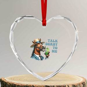 Talk Derby To Me Heart Crystal Glass Ornament Funny Horse Racing KY Racing Day TS02 Transparent Glass 3'' Heart Print Your Wear