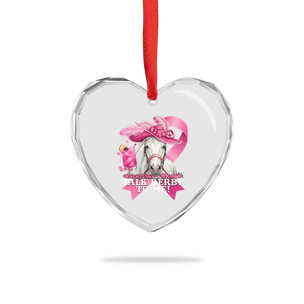 Talk Derby To Me Heart Crystal Glass Ornament Funny Horse Racing Oaks Derby Day Pink Ribbon TS11 Print Your Wear
