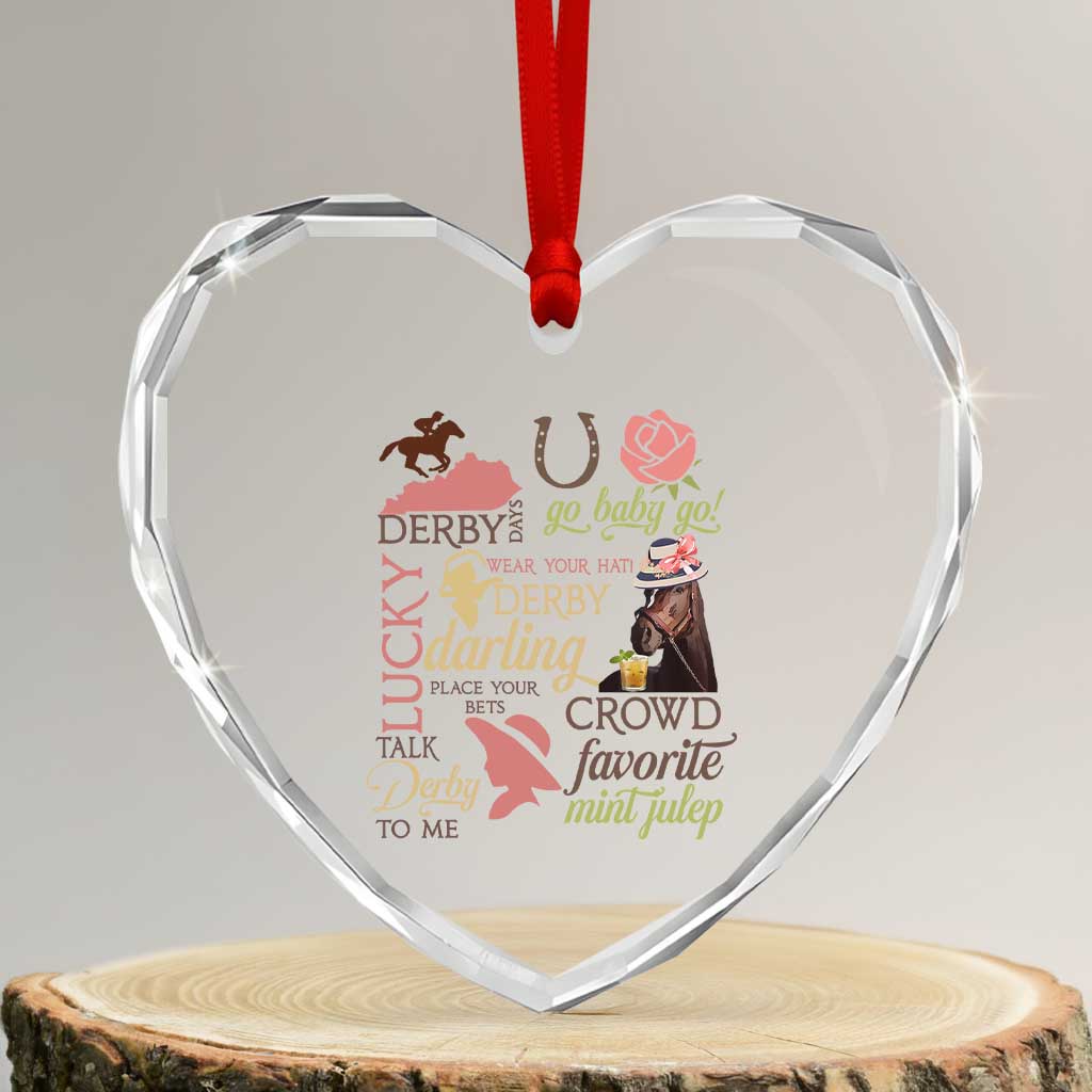 Talk Derby To Me Heart Crystal Glass Ornament Horse Riders Ky Racing Day TS02 Transparent Glass 3'' Heart Print Your Wear