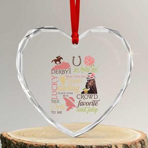 Talk Derby To Me Heart Crystal Glass Ornament Horse Riders Ky Racing Day TS02 Transparent Glass 3'' Heart Print Your Wear