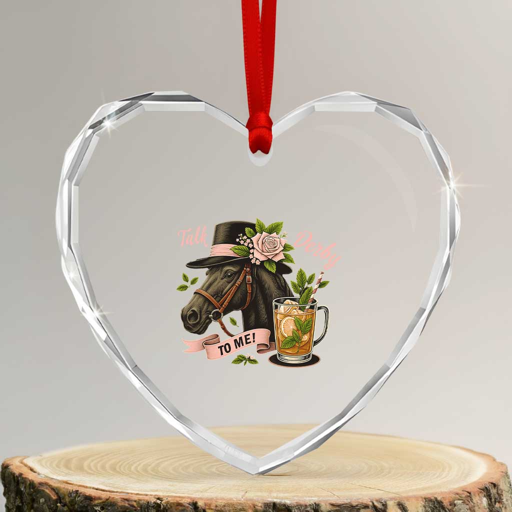 Talk Derby To Me Heart Crystal Glass Ornament Ky Horse Racing Mint Julep and Roses TS02 Transparent Glass 3'' Heart Print Your Wear