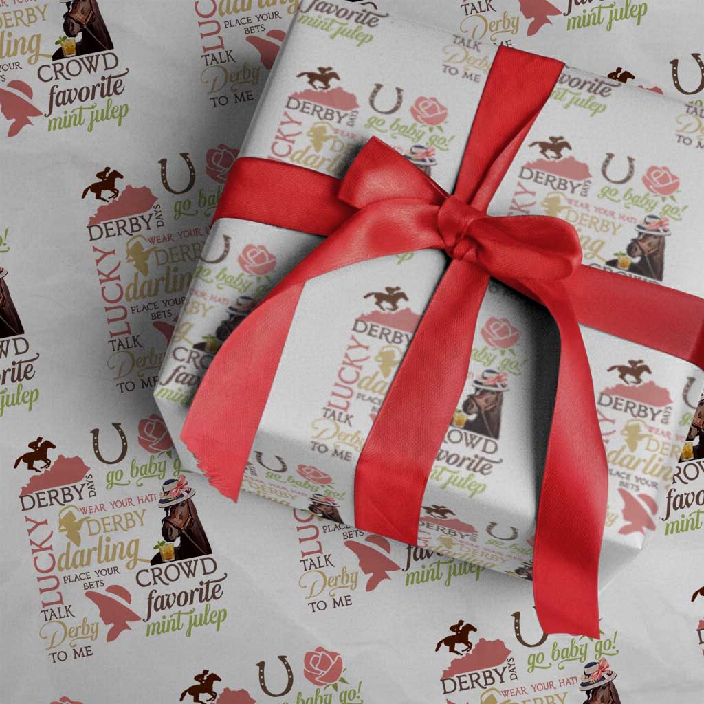 Talk Derby To Me Wrapping Paper Roll Horse Riders Ky Racing Day TS02 White Print Your Wear