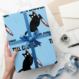 Tall Enough For Your Shins Wrapping Paper Roll Funny Cat Sarcastic Meme TS14 Light Blue Print Your Wear