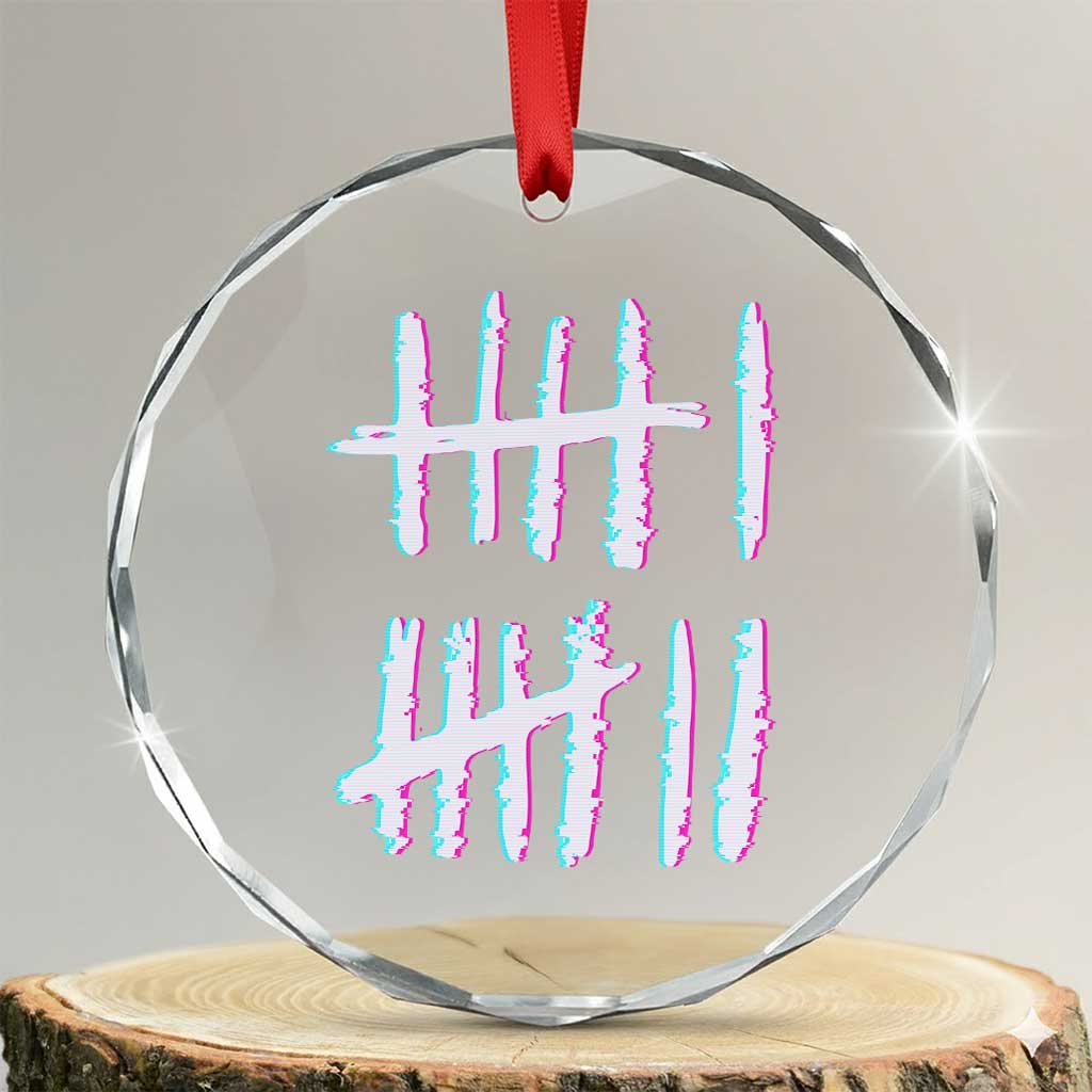 Tally Marks Six Seven Meme Crystal Glass Ornament Glitch Optical Illusion TS12 Transparent Glass 3'' Circle Print Your Wear