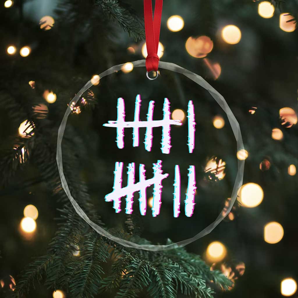 Tally Marks Six Seven Meme Crystal Glass Ornament Glitch Optical Illusion TS12 Print Your Wear