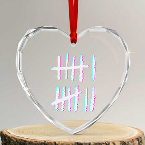Tally Marks Six Seven Meme Heart Crystal Glass Ornament Glitch Optical Illusion TS12 Transparent Glass 3'' Heart Print Your Wear