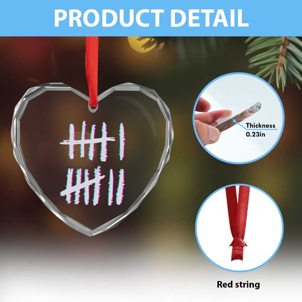 Tally Marks Six Seven Meme Heart Crystal Glass Ornament Glitch Optical Illusion TS12 Print Your Wear