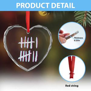 Tally Marks Six Seven Meme Heart Crystal Glass Ornament Glitch Optical Illusion TS12 Print Your Wear