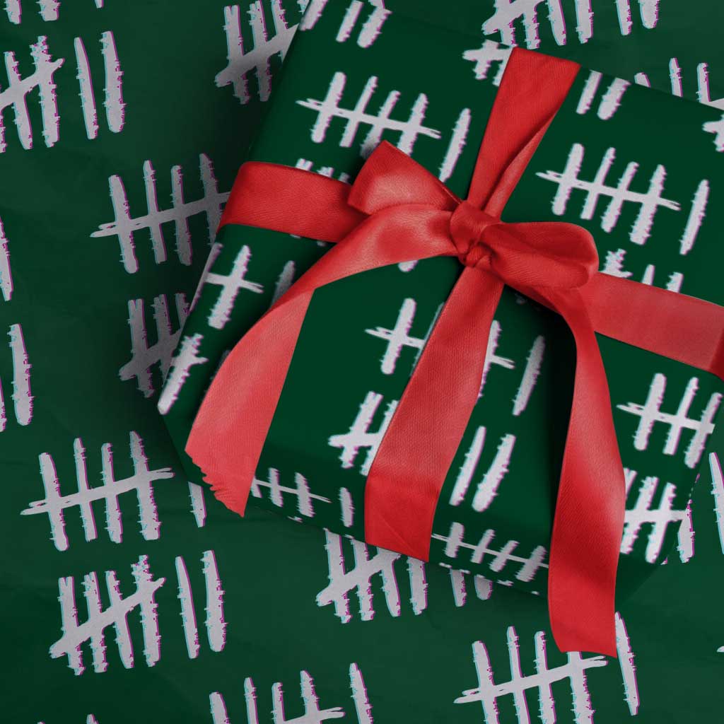 Tally Marks Six Seven Meme Wrapping Paper Roll Glitch Optical Illusion TS12 Green Print Your Wear