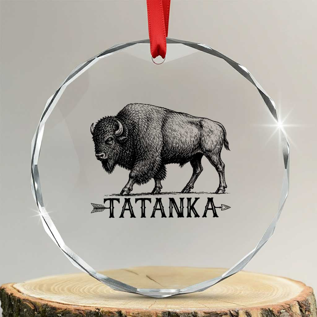 Tatanka Lakota Buffalo Bison Native American West Wildlife Crystal Glass Ornament TS14 Transparent Glass 3'' Circle Print Your Wear
