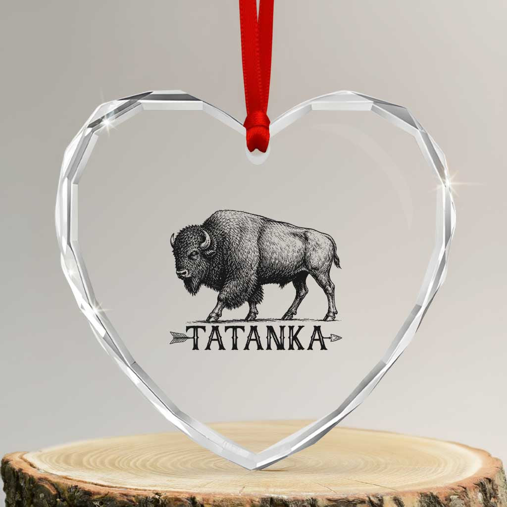 Tatanka Lakota Buffalo Bison Native American West Wildlife Heart Crystal Glass Ornament TS14 Transparent Glass 3'' Heart Print Your Wear
