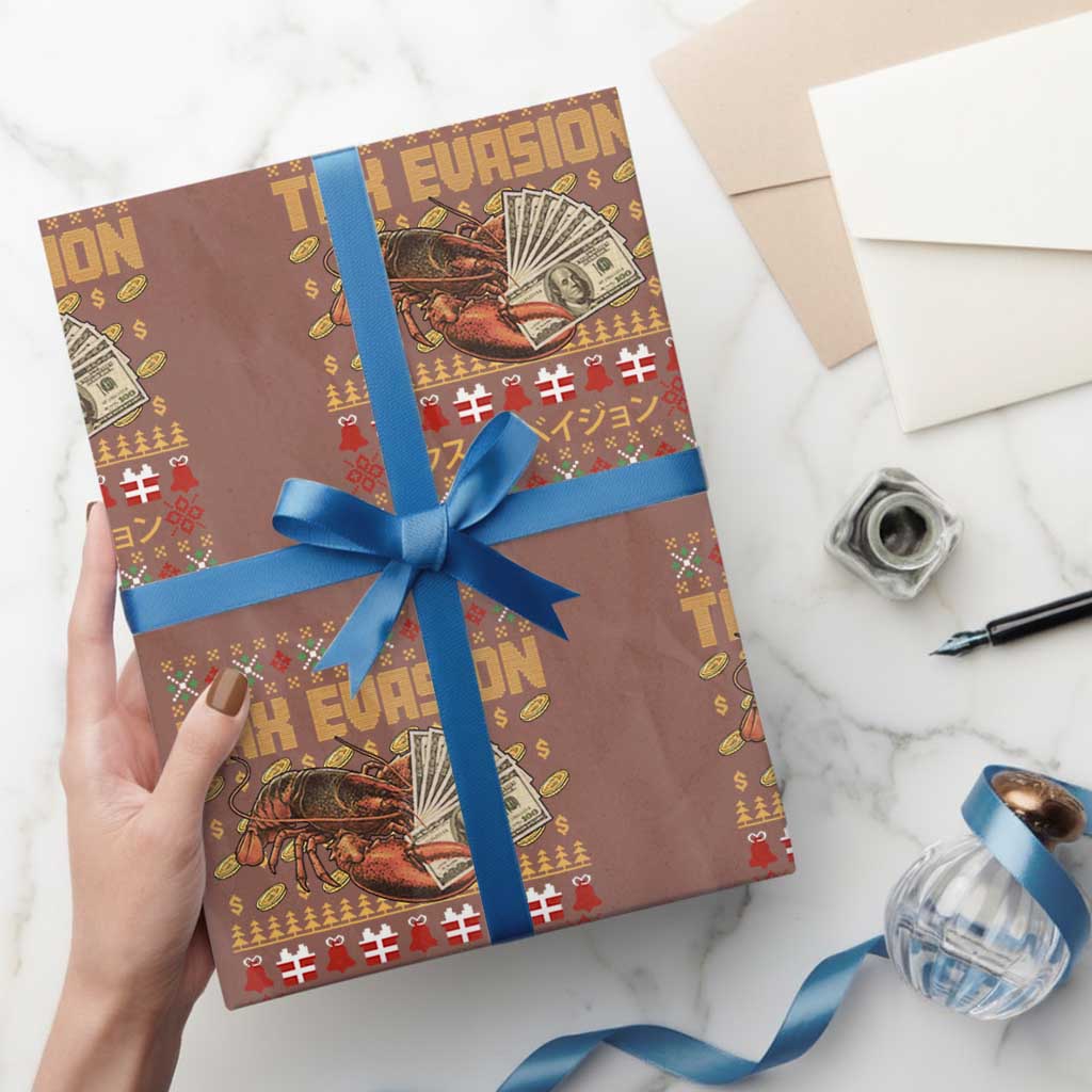 Tax Evasion Lobster Christmas Wrapping Paper Roll Funny Sarcasm Oddly Specific Meme TS11 Mocha Print Your Wear