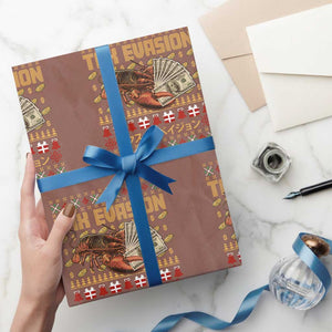 Tax Evasion Lobster Christmas Wrapping Paper Roll Funny Sarcasm Oddly Specific Meme TS11 Mocha Print Your Wear