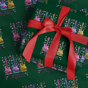 Taylor Name Wrapping Paper Roll Retro Groovy 70s 80s TS02 Green Print Your Wear